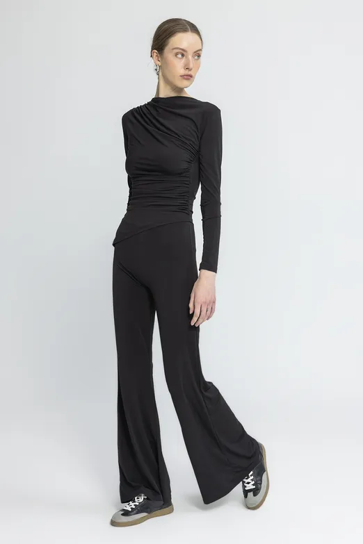 Bayan Siyah İspanyol  Paça Pantolon - BSL