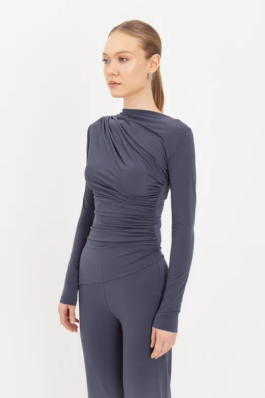 Bayan Antrasit Drapeli  Top - BSL