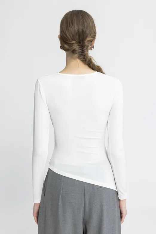 Bayan Ekru Drapeli Top - BSL