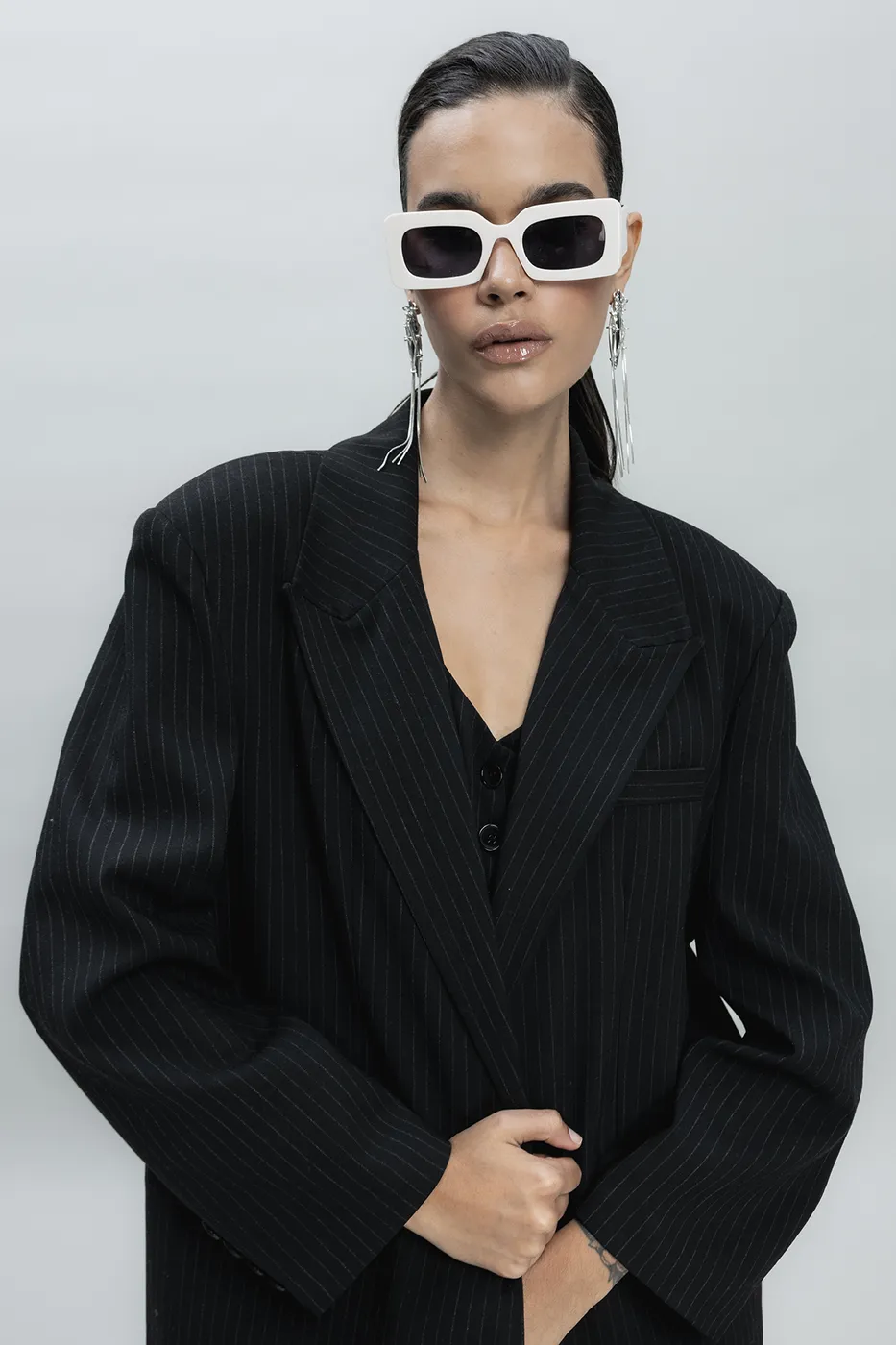 Bayan Siyah Kruvaze Blazer Ceket