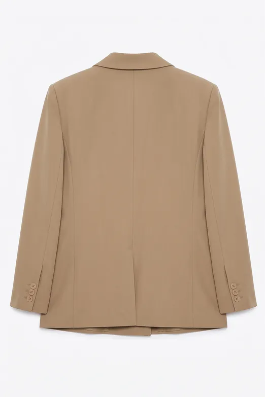 Bayan Bej Kruvaze Blazer Ceket - BSL