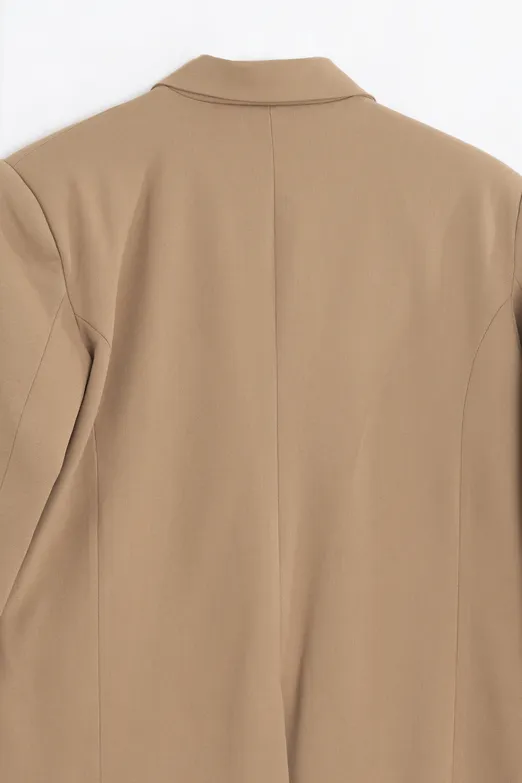 Bayan Bej Kruvaze Blazer Ceket - BSL