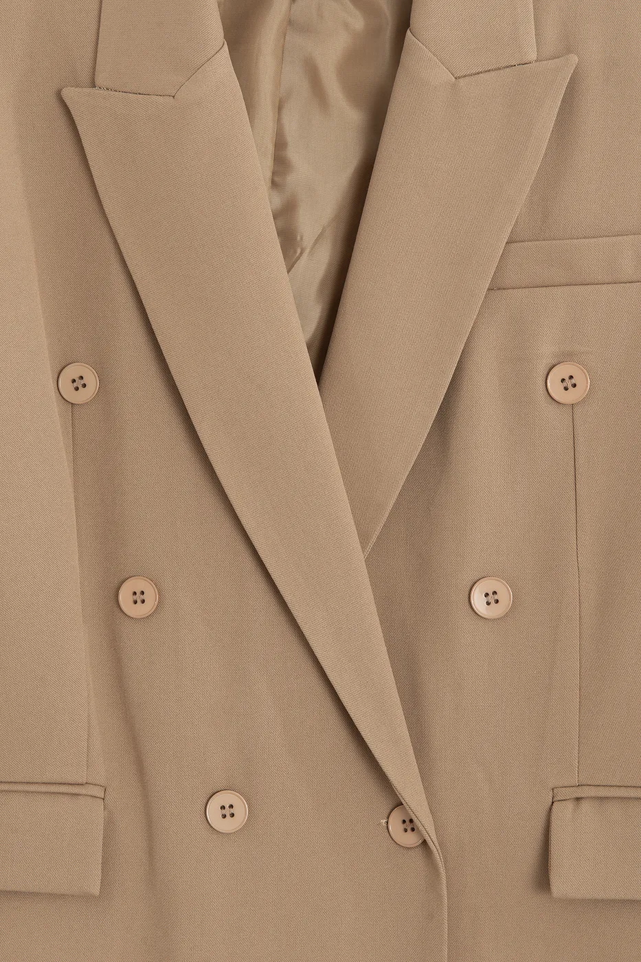 Bayan Bej Kruvaze Blazer Ceket
