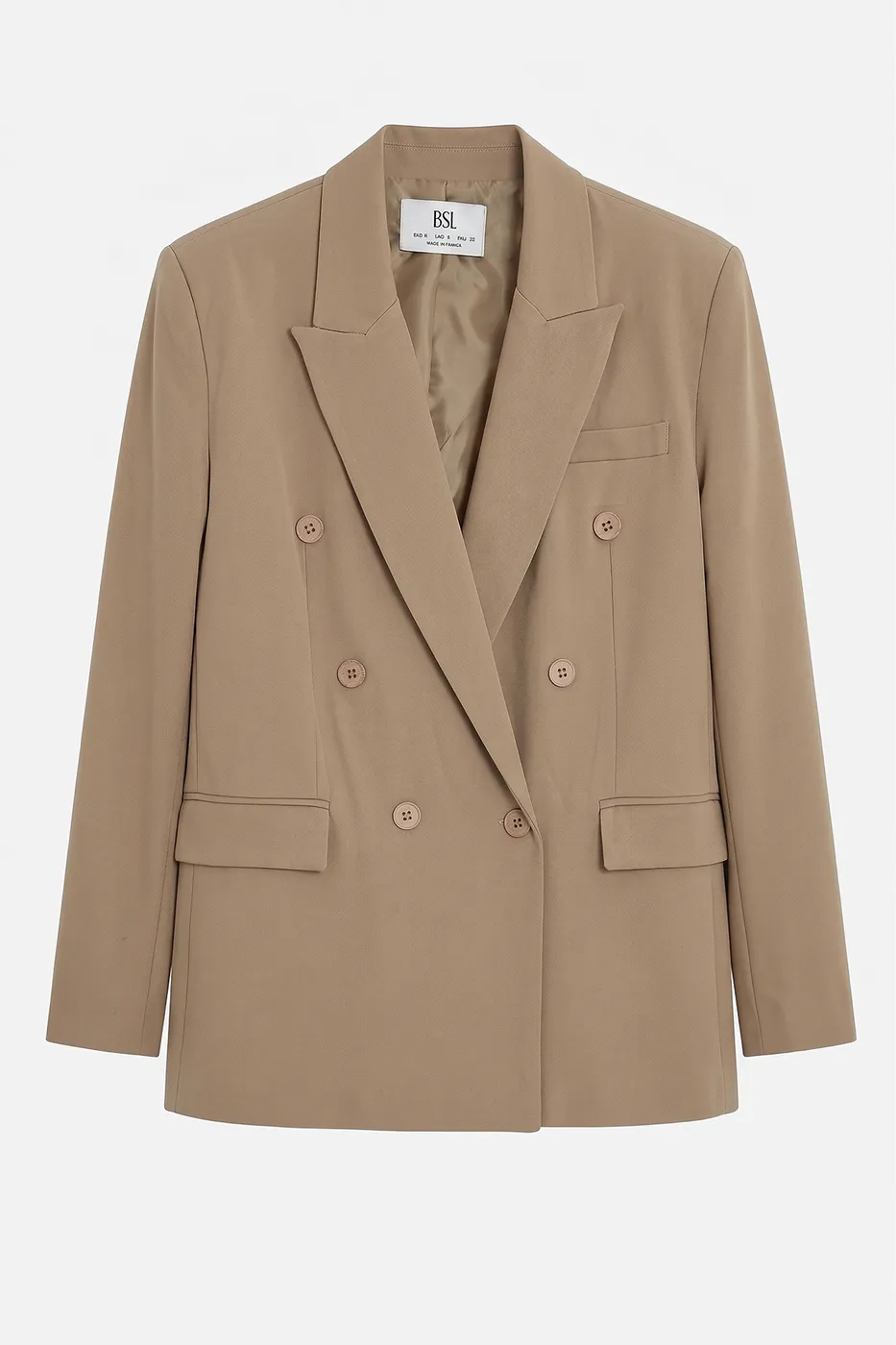 Bayan Bej Kruvaze Blazer Ceket