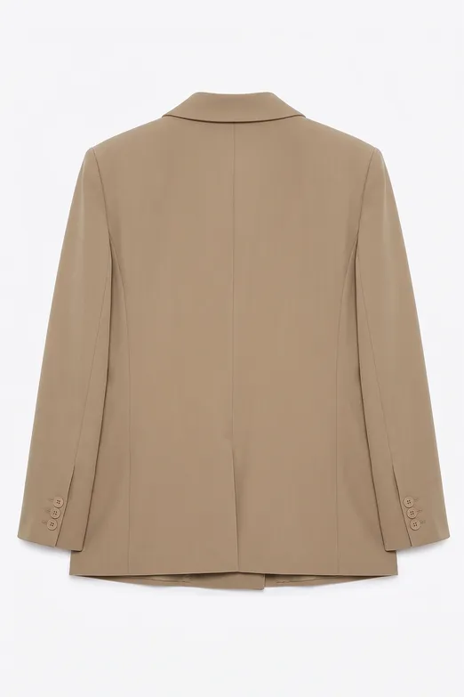 Bayan Bej Kruvaze Blazer Ceket - BSL