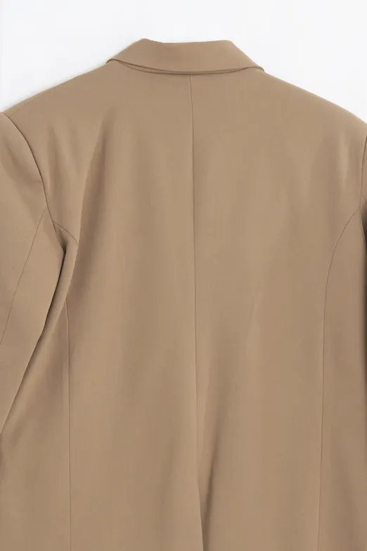 Bayan Bej Kruvaze Blazer Ceket - BSL