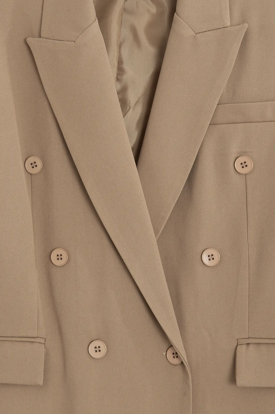 Bayan Bej Kruvaze Blazer Ceket
