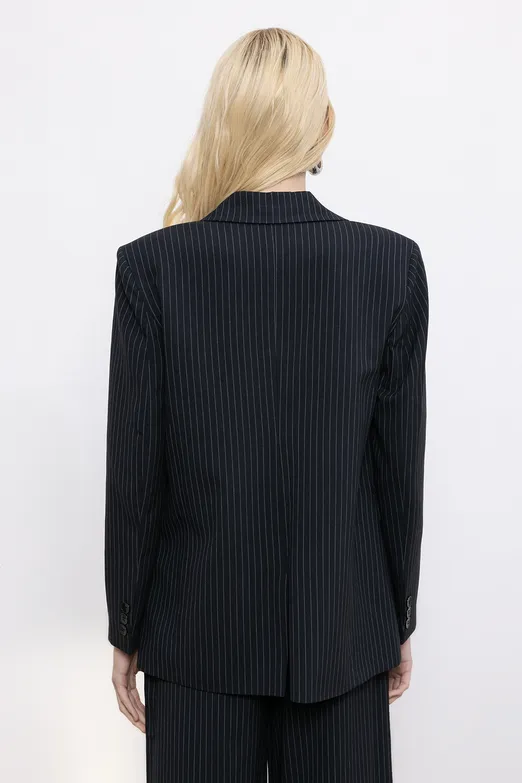 Bayan Siyah Çizgili Blazer Ceket - BSL