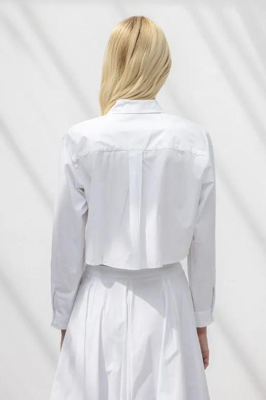 Bayan Beyaz %100 Cotton Crop Gömlek - BSL