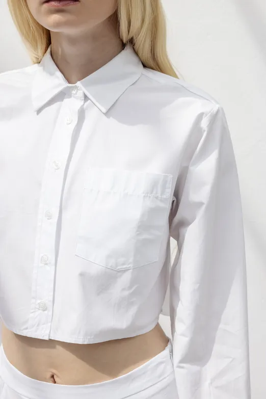 Bayan Beyaz %100 Cotton Crop Gömlek - BSL