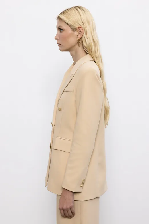 Bayan Bej Kruvaze  Blazer Ceket - BSL