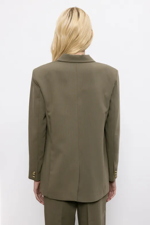 Bayan Haki Kruvaze  Blazer Ceket - BSL