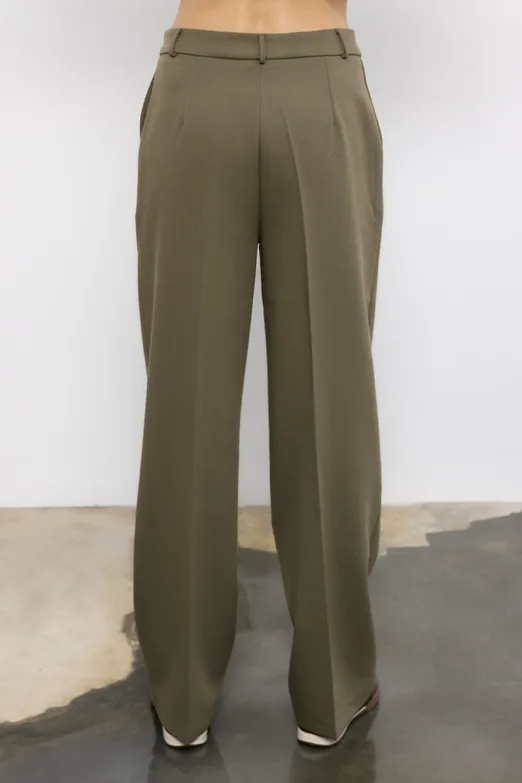 Bayan Haki Yüksek Bel Düz Kesim Pantolon - BSL
