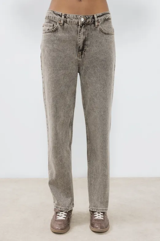 Bayan Vizon Düz Kesim Denim Pantolon - BSL