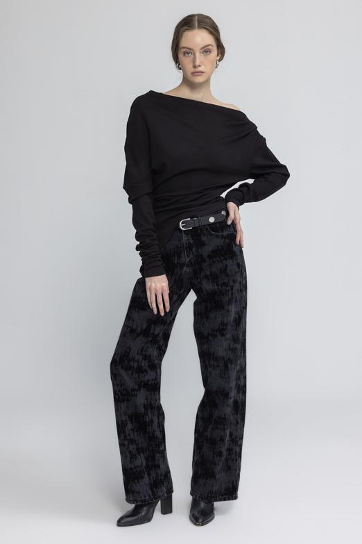 Bayan  Flok Baskılı Pantolon