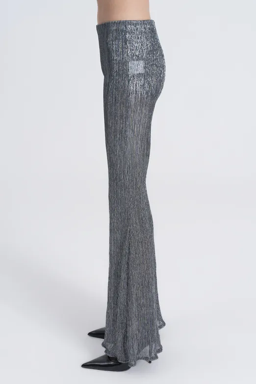 Bayan Gri Transparan İspanyol Paça Pantolon - BSL