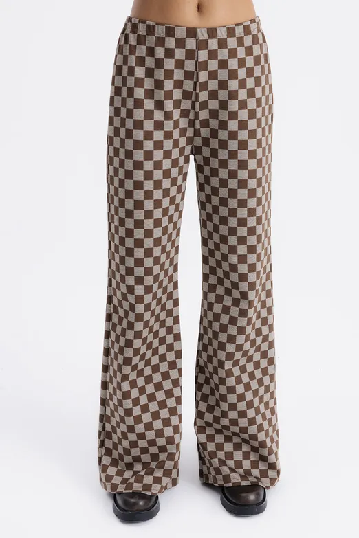 Bayan Kahverengi Düz Kesim Pantolon - BSL