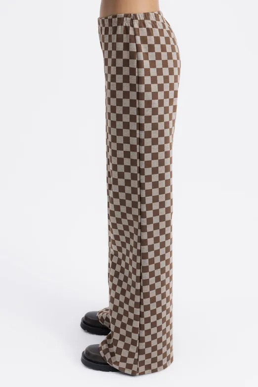 Bayan Kahverengi Düz Kesim Pantolon - BSL