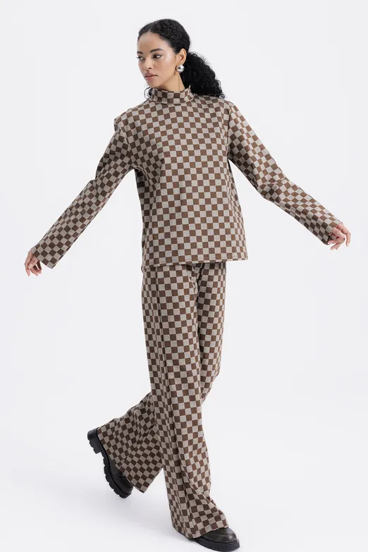 Bayan Kahverengi Düz Kesim Pantolon - BSL