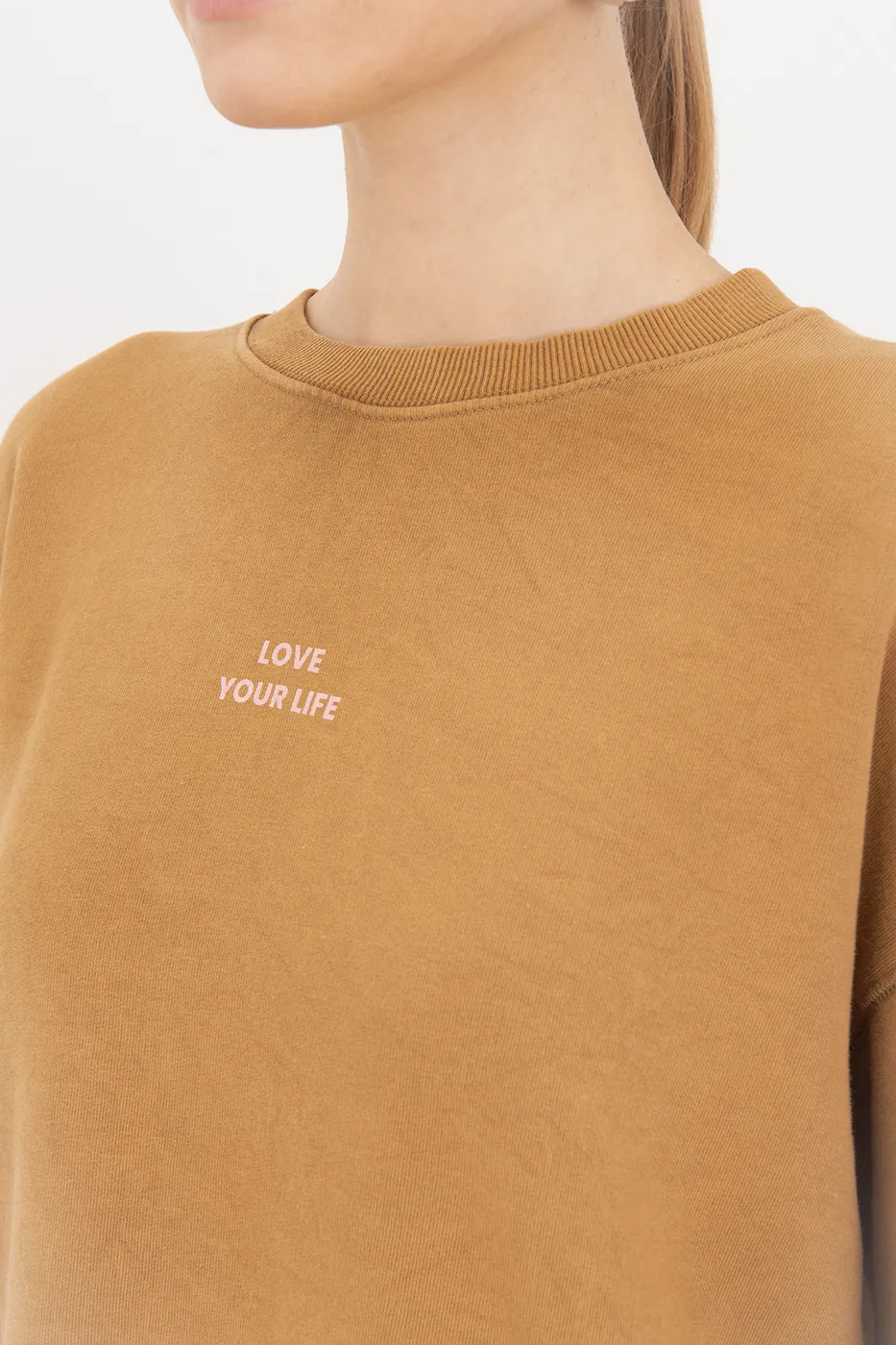 Bayan Hardal Baskı Detaylı Basıc Sweatshirt