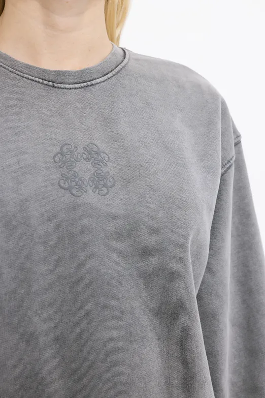 Bayan Antrasit Baskı Detaylı Basic Asit Yıkamalı Sweatshirt - BSL