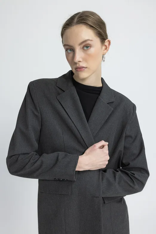 Bayan Antrasit Klasik Blazer Ceket - BSL