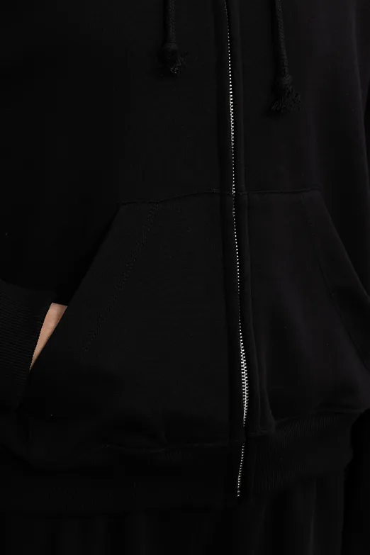 Bayan Siyah Kapüşonlu Oversize Sweatshirt - BSL