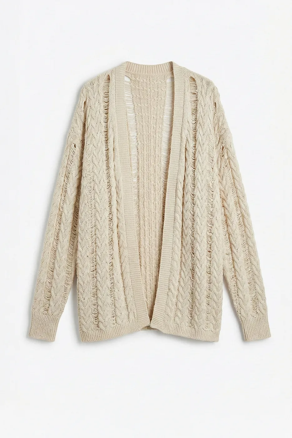 Bayan Taş Varaklı Ajurlu Oversize Hırka