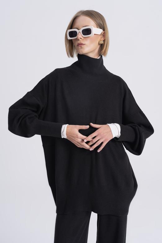 Bayan  Dik Balıkçıl Yaka Triko Kazak