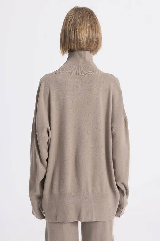 Bayan Vizon Dik Balıkçıl Yaka Triko Kazak - BSL