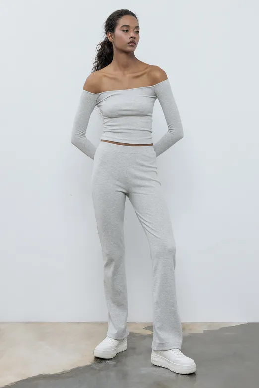 Bayan Gri Fitilli Pantolon - BSL