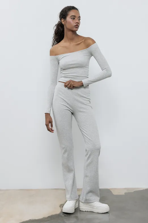 Bayan Gri Fitilli Pantolon - BSL