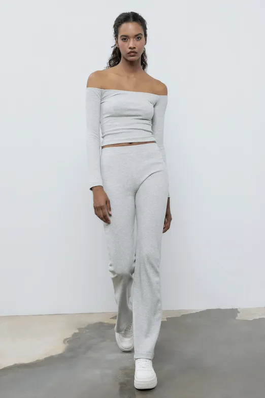 Bayan Gri Fitilli Pantolon - BSL