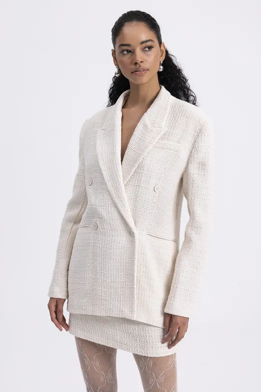 Bayan Ekru Tüvit Blazer Ceket - BSL