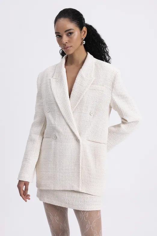 Bayan Ekru Tüvit Blazer Ceket - BSL
