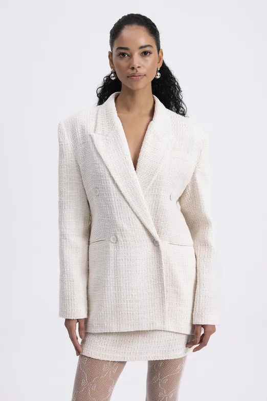 Bayan Ekru Tüvit Blazer Ceket - BSL