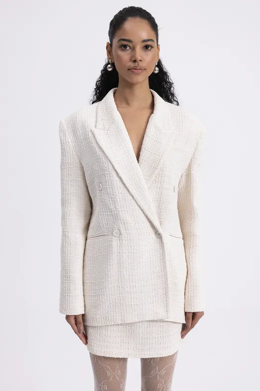 Bayan Ekru Tüvit Blazer Ceket - BSL
