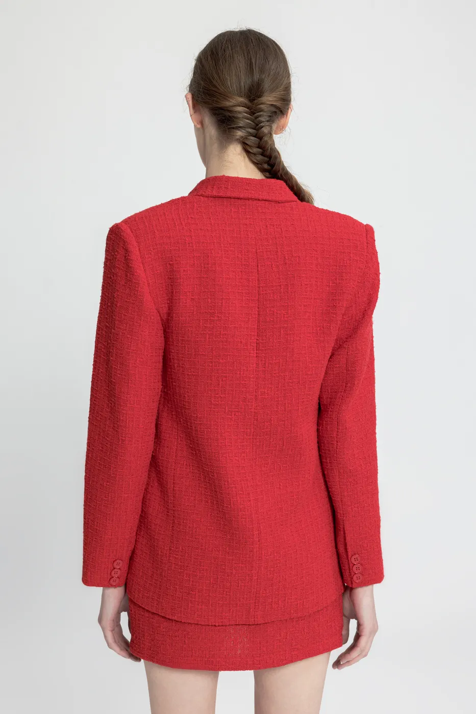 Bayan Kırmızı Tüvit Blazer Ceket