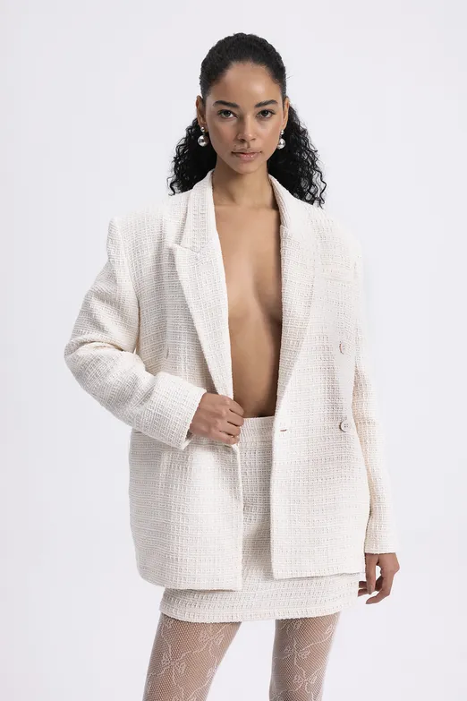 Bayan Ekru Tüvit Mini Kalem Etek - BSL