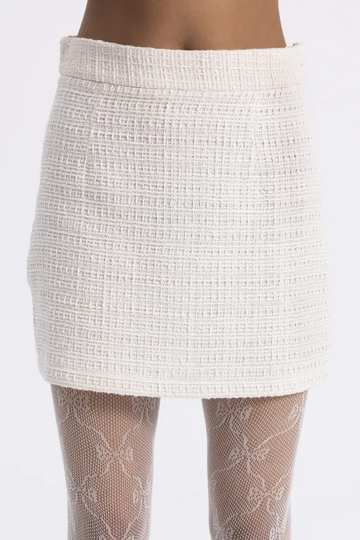 Bayan Ekru Tüvit Mini Kalem Etek - BSL