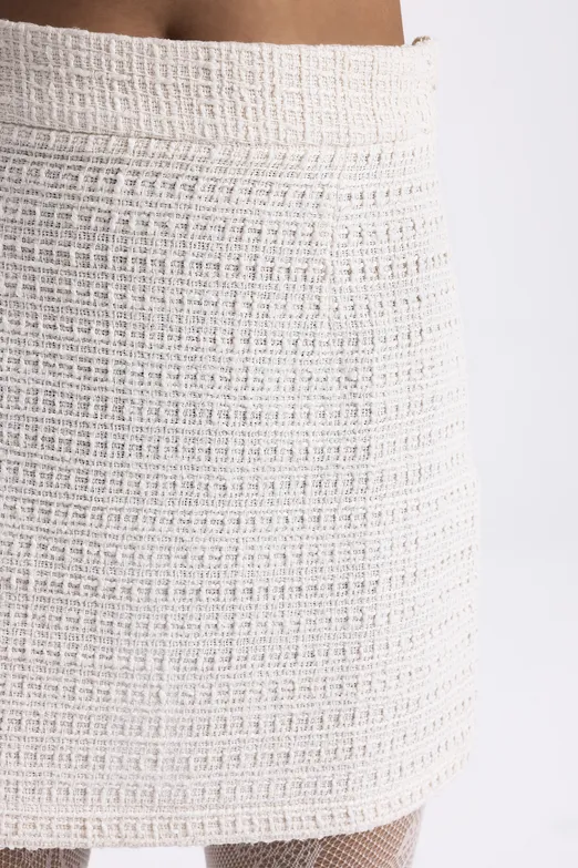 Bayan Ekru Tüvit Mini Kalem Etek - BSL