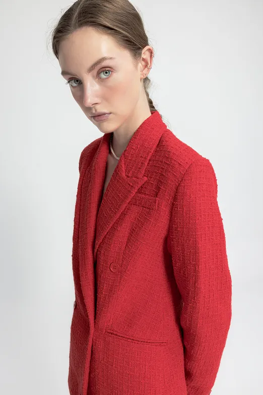 Bayan Kırmızı Tüvit Mini Kalem Etek - BSL