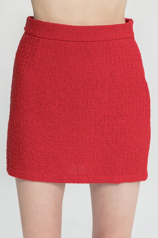 Bayan Kırmızı Tüvit Mini Kalem Etek - BSL