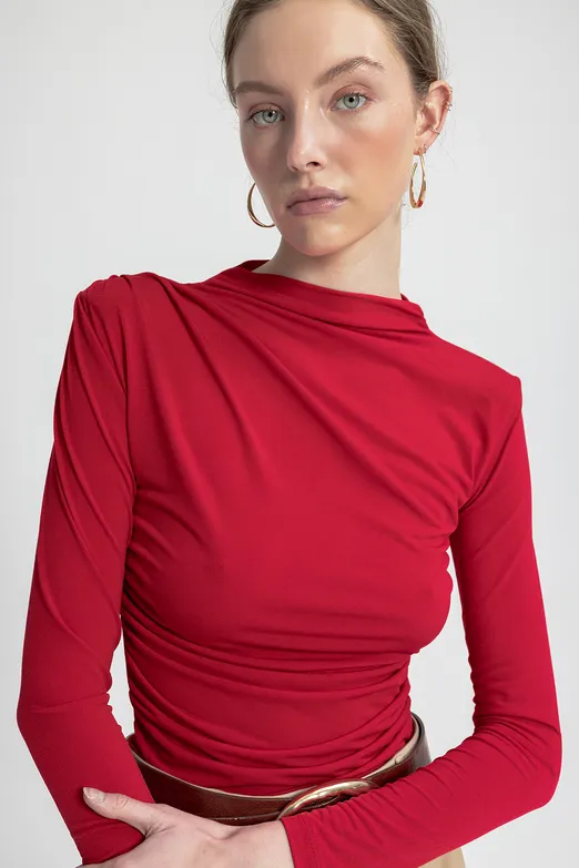 Bayan Kırmızı Drapeli Top - BSL