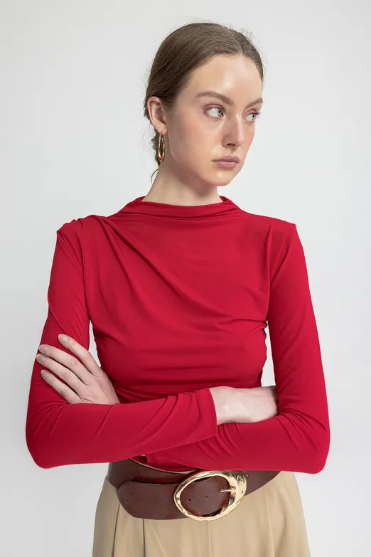 Bayan Kırmızı Drapeli Top - BSL