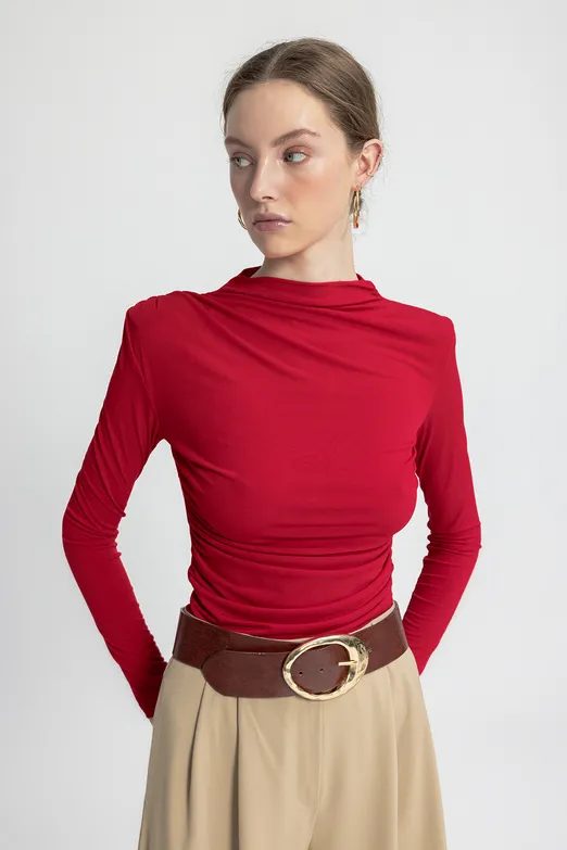 Bayan Kırmızı Drapeli Top - BSL