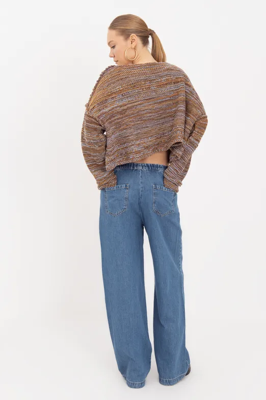 Bayan Lacivert Jogger Denim Pantolon - BSL