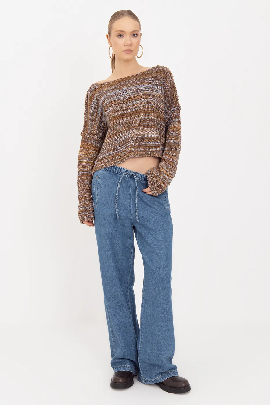 Bayan Lacivert Jogger Denim Pantolon