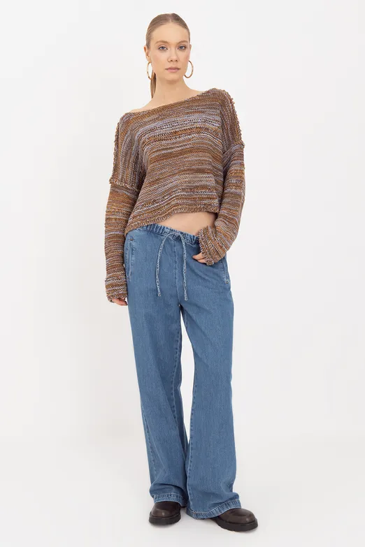 Bayan Lacivert Jogger Denim Pantolon - BSL