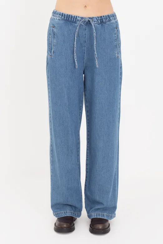 Bayan Lacivert Jogger Denim Pantolon - BSL